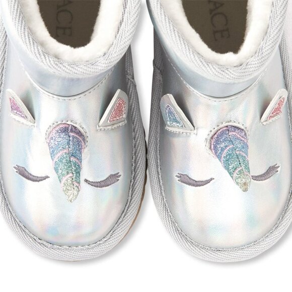 New Girls Unicorn Winter Snow Boots Booties Toddler Size 5 (Iridescent Silver) - Picture 3 of 3